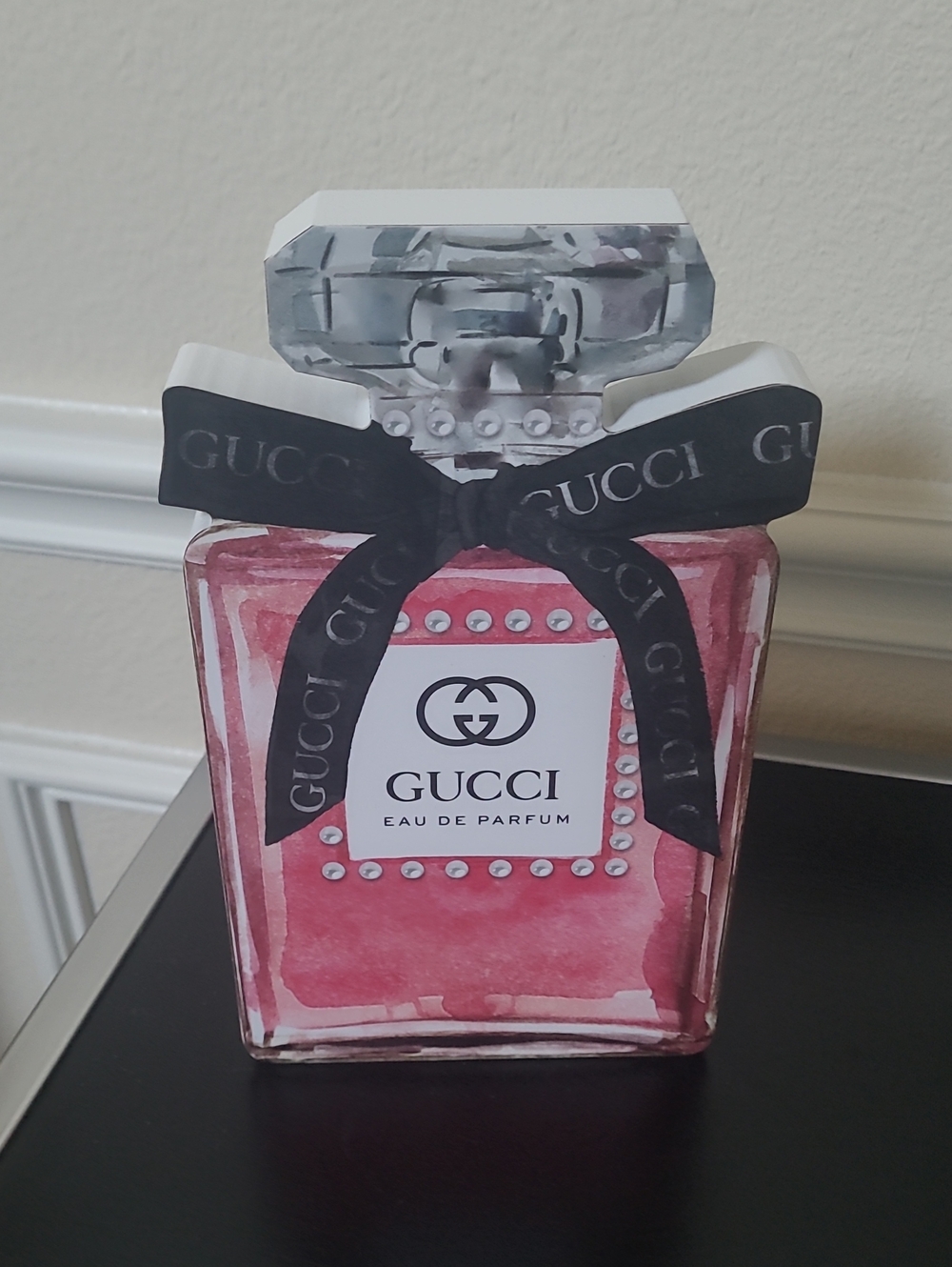 Luxury Inspired Pink Glass Bottle with Black Ribbon - Picture 3 of 4